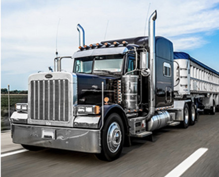 A tractor-trailer rig.
